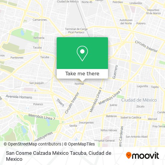 San Cosme Calzada México Tacuba map