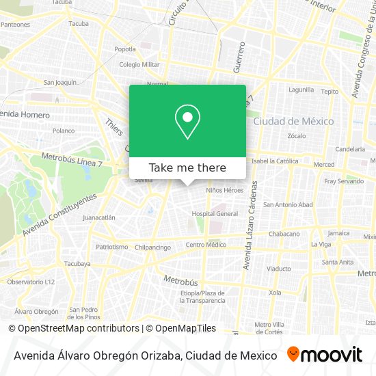Avenida Álvaro Obregón Orizaba map