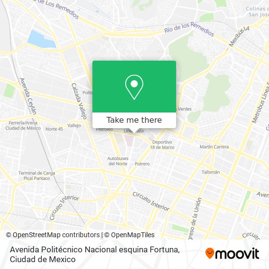 Avenida Politécnico Nacional esquina Fortuna map