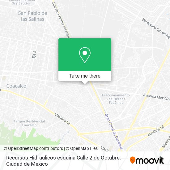 Mapa de Recursos Hidráulicos esquina Calle 2 de Octubre