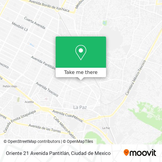 Mapa de Oriente 21 Avenida Pantitlán