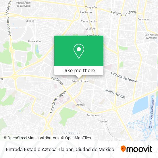 Entrada Estadio Azteca Tlalpan map
