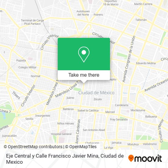 Mapa de Eje Central y Calle Francisco Javier Mina