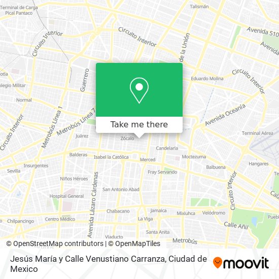 Jesús María y Calle Venustiano Carranza map