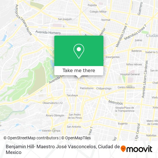 Benjamin Hill- Maestro José Vasconcelos map