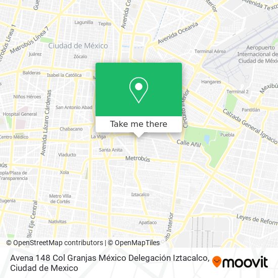 Avena 148 Col   Granjas México Delegación Iztacalco map