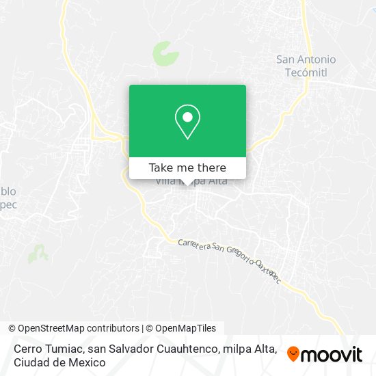 Mapa de Cerro Tumiac, san Salvador Cuauhtenco, milpa Alta