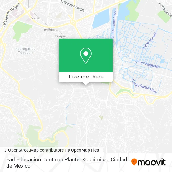 Mapa de Fad Educación Continua Plantel Xochimilco