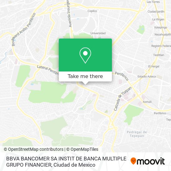 Mapa de BBVA BANCOMER SA INSTIT DE BANCA MULTIPLE GRUPO FINANCIER