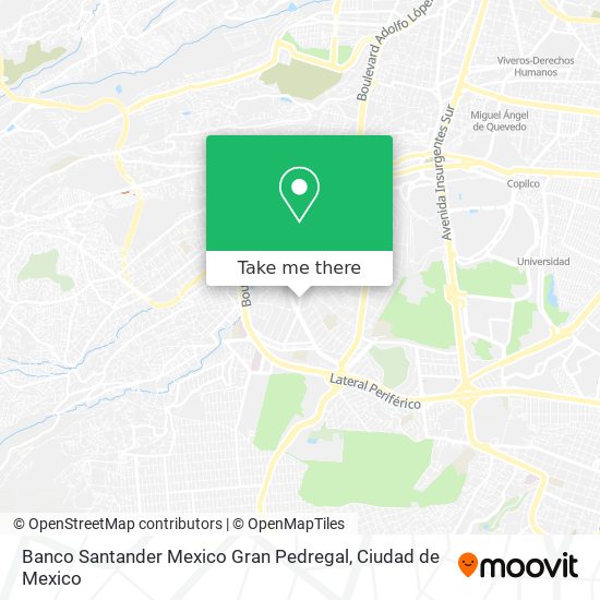 Banco Santander Mexico Gran Pedregal map