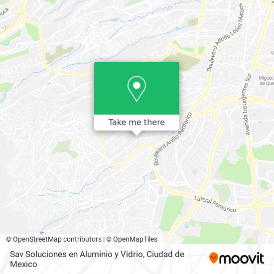 Mapa de Sav Soluciones en Aluminio y Vidrio