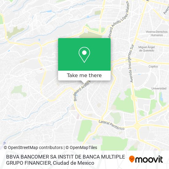 Mapa de BBVA BANCOMER SA INSTIT DE BANCA MULTIPLE GRUPO FINANCIER