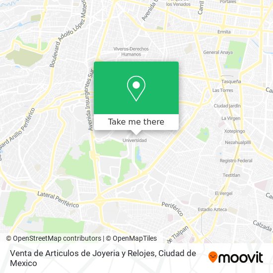 Mapa de Venta de Articulos de Joyeria y Relojes