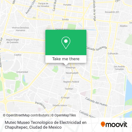 Mutec Museo Tecnológico de Electricidad en Chapultepec map