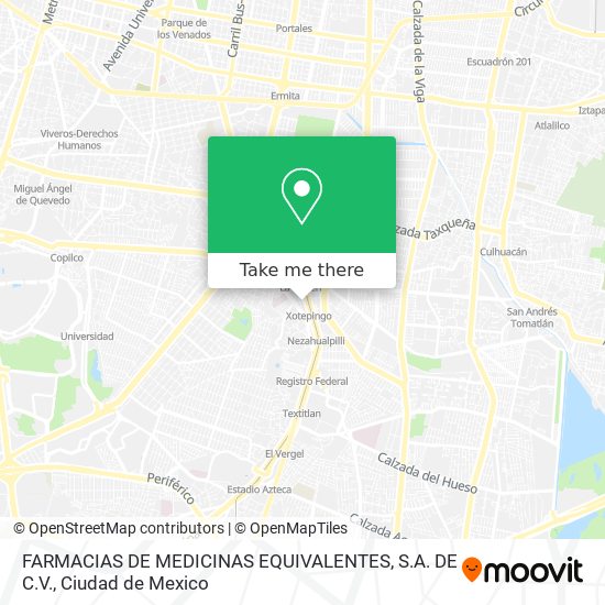 Mapa de FARMACIAS DE MEDICINAS EQUIVALENTES, S.A. DE C.V.