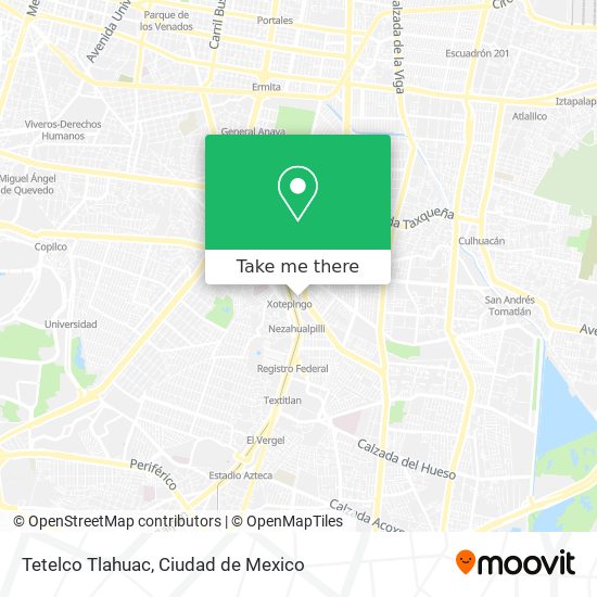 Tetelco Tlahuac map