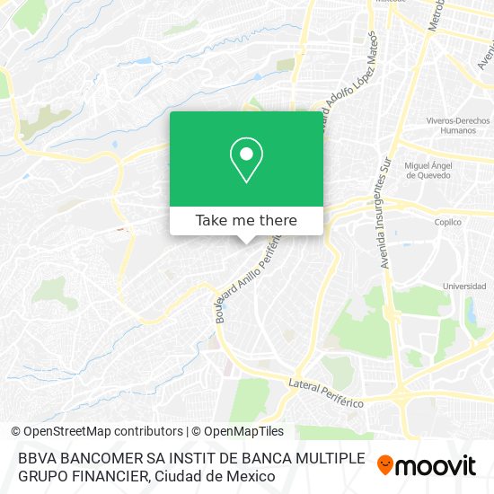 Mapa de BBVA BANCOMER SA INSTIT DE BANCA MULTIPLE GRUPO FINANCIER