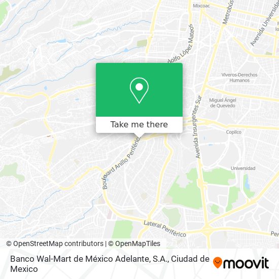 Mapa de Banco Wal-Mart de México Adelante, S.A.