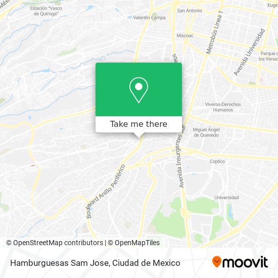 Mapa de Hamburguesas Sam Jose