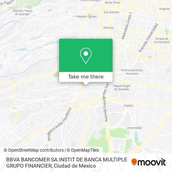 Mapa de BBVA BANCOMER SA INSTIT DE BANCA MULTIPLE GRUPO FINANCIER