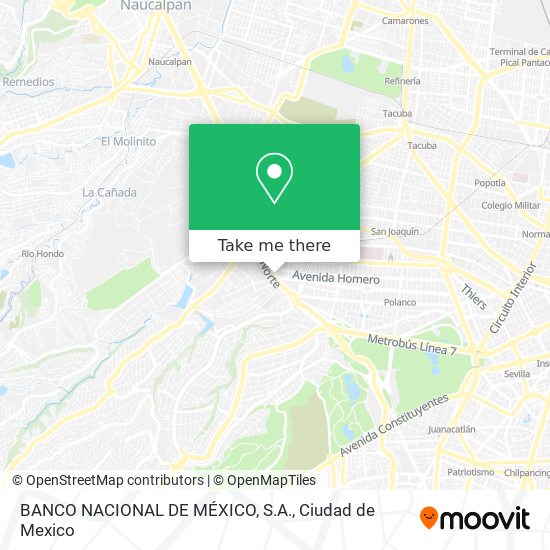 Mapa de BANCO NACIONAL DE MÉXICO, S.A.