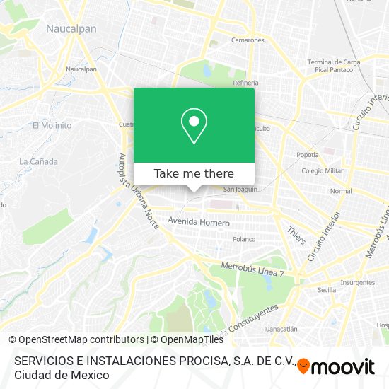 Mapa de SERVICIOS E INSTALACIONES PROCISA, S.A. DE C.V.