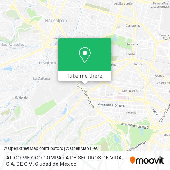 ALICO MÉXICO COMPAñíA DE SEGUROS DE VIDA, S.A. DE C.V. map