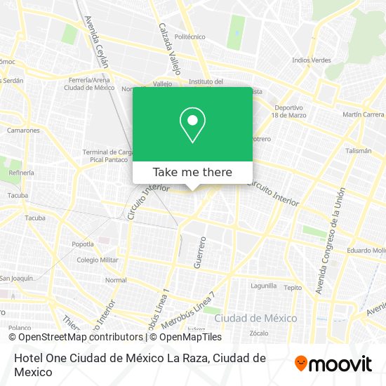 Hotel One Ciudad de México La Raza map