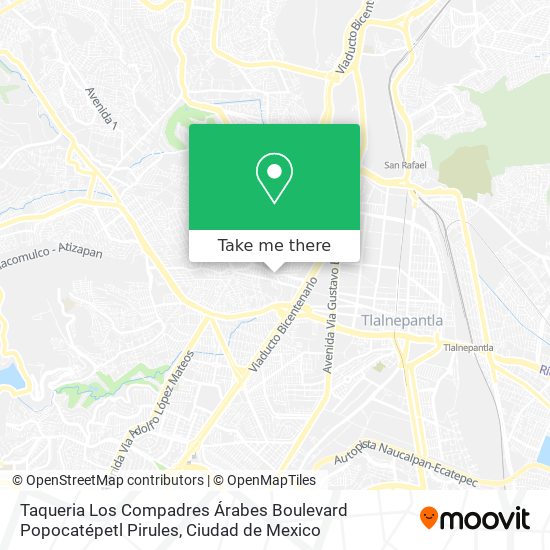 Taqueria Los Compadres Árabes Boulevard Popocatépetl Pirules map