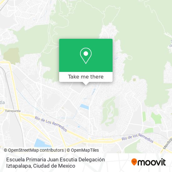 Mapa de Escuela Primaria Juan Escutia Delegación Iztapalapa