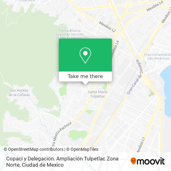 Copaci y Delegación. Ampliación Tulpetlac Zona Norte map