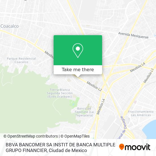 Mapa de BBVA BANCOMER SA INSTIT DE BANCA MULTIPLE GRUPO FINANCIER