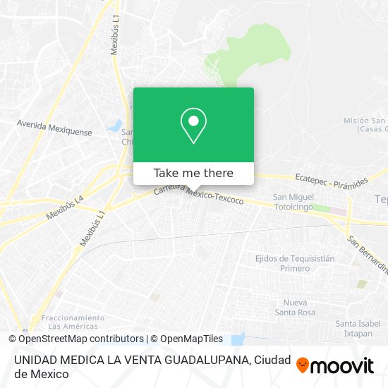 UNIDAD MEDICA LA VENTA GUADALUPANA map