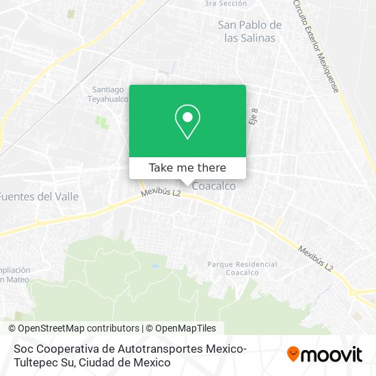 Soc Cooperativa de Autotransportes Mexico-Tultepec Su map