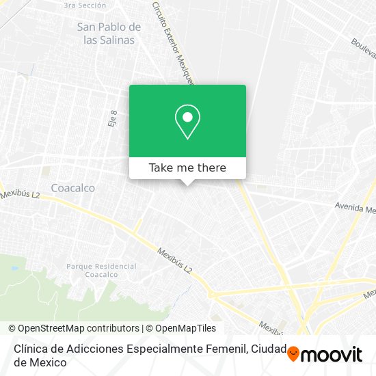 Clínica de Adicciones Especialmente Femenil map