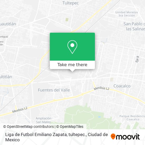 Mapa de Liga de Futbol Emiliano Zapata, tultepec.