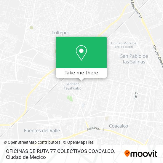 Mapa de OFICINAS DE RUTA 77 COLECTIVOS COACALCO