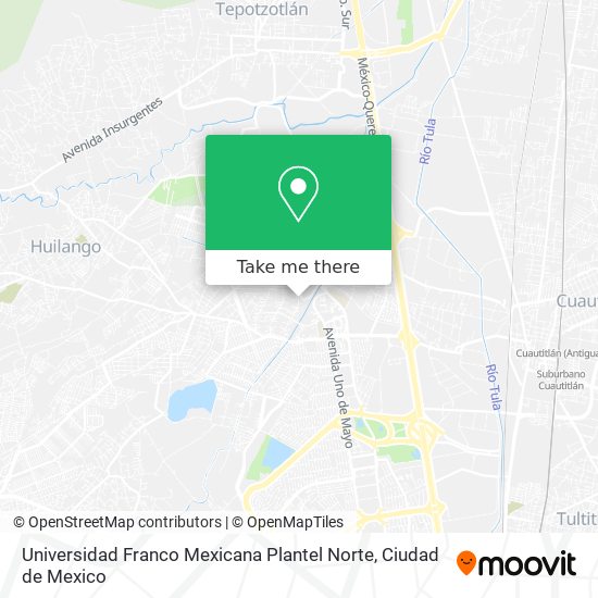 Mapa de Universidad Franco Mexicana Plantel Norte