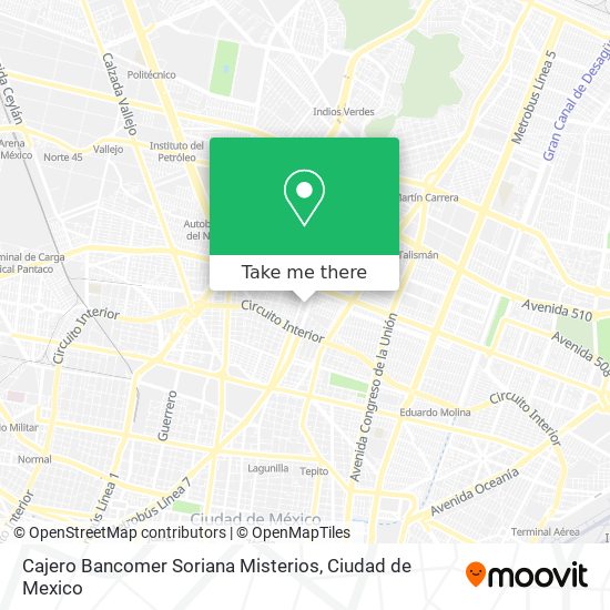 Mapa de Cajero Bancomer Soriana Misterios