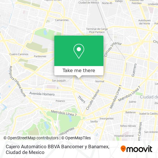 Cajero Automático BBVA Bancomer y Banamex map