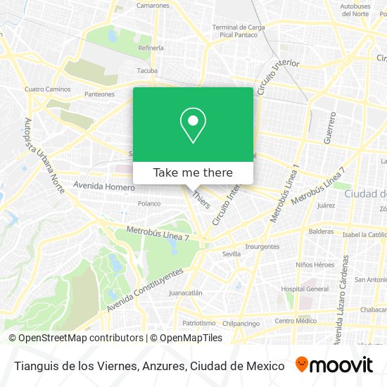 Mapa de Tianguis de los Viernes, Anzures