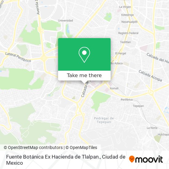 Mapa de Fuente Botánica Ex Hacienda de Tlalpan.