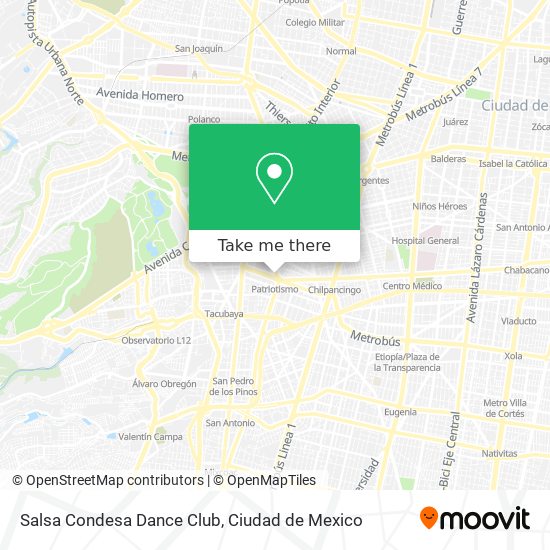 How to get to Salsa Condesa Dance Club in Miguel Hidalgo by Bus or Metro?