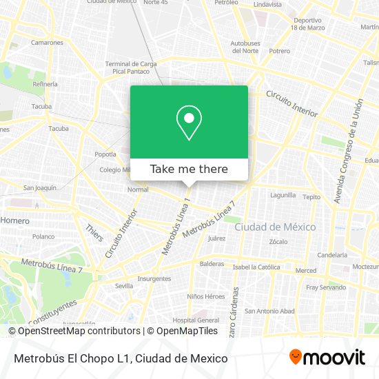 Metrobús El Chopo L1 map