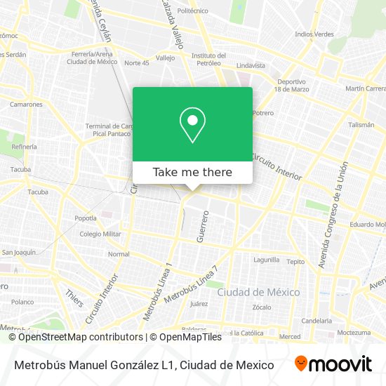 Metrobús Manuel González L1 map