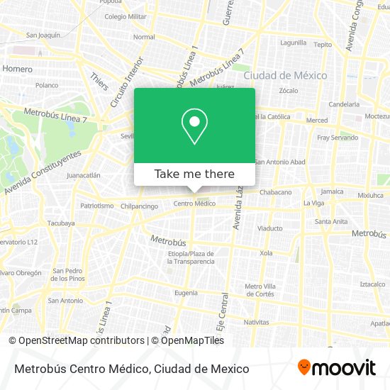 Metrobús Centro Médico map