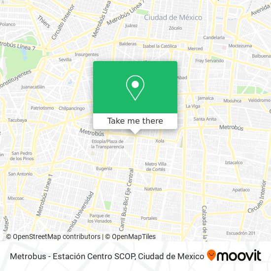 Mapa de Metrobus - Estación Centro SCOP