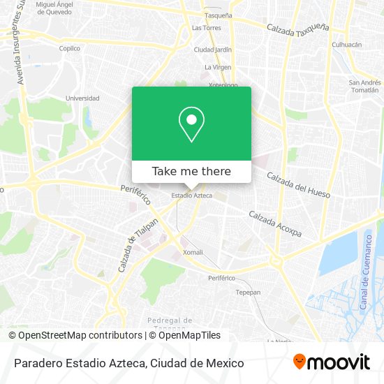 Paradero Estadio Azteca map