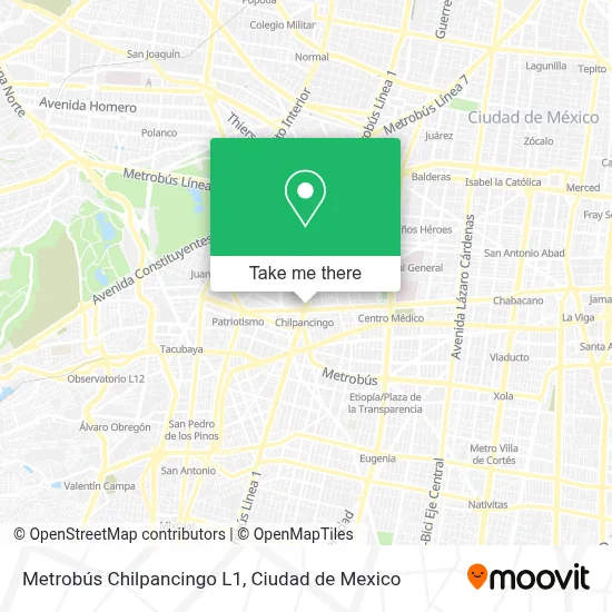 Metrobús Chilpancingo L1 map