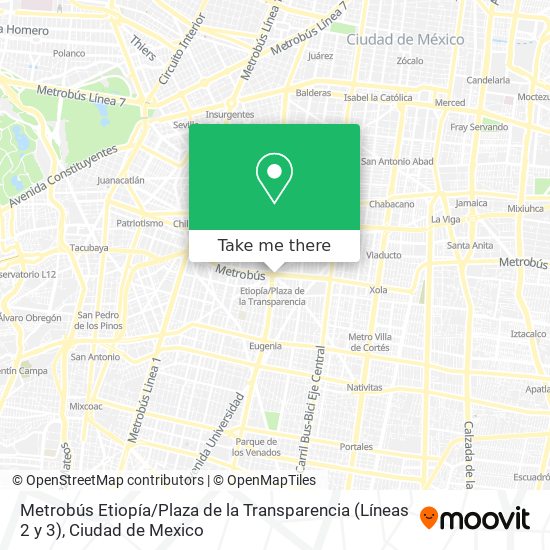 Mapa de Metrobús Etiopía / Plaza de la Transparencia (Líneas 2 y 3)